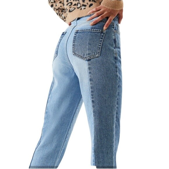 PacSun Jeans Women's Size 23 Button-Fly High Rise Straight Crop 2-Tone Denim - Picture 14 of 15